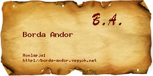 Borda Andor névjegykártya